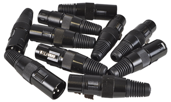 XLR Connector Pack with 5 Male and 5 Female XLR Connectors in Black